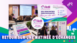 Visuel de remerciement UMOP 2026 présentant une salle de conférence, le stand AIDIL, le programme de l'événement, des espaces d'échanges professionnels et un message de gratitude adressé aux élus et collaborateurs territoriaux.